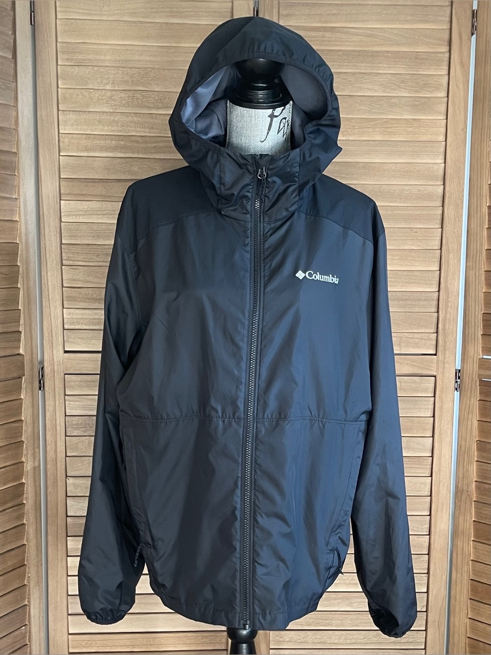 Columbia Black Hooded Rain Jacket Windbreaker Women’s Medium - Picture 2 of 8